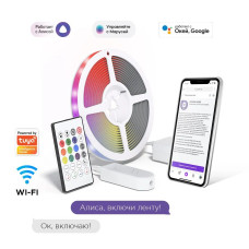 Умная адресная светодиодная лента RGB IC с Яндекс Алисой, Марусей, Google Home, Wi-Fi, Smart LED Lightstrip IP65 24W 5 метров